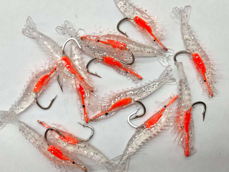 12pcs (4pks) Small Shrimp Fishing Lure with hooks 65mm 3g Clear