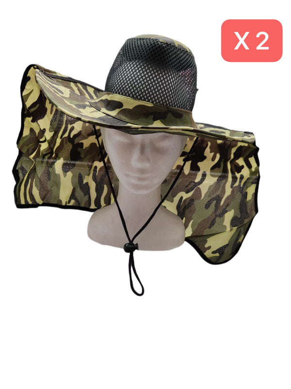 2pcs Full-brim ventilated hat with neck protector - Bait Tackle Direct