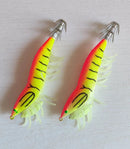 2 x Shrimp Fishing Lures Luminous Leg Squid Jigs 3.5 Orange - Bait Tackle Direct