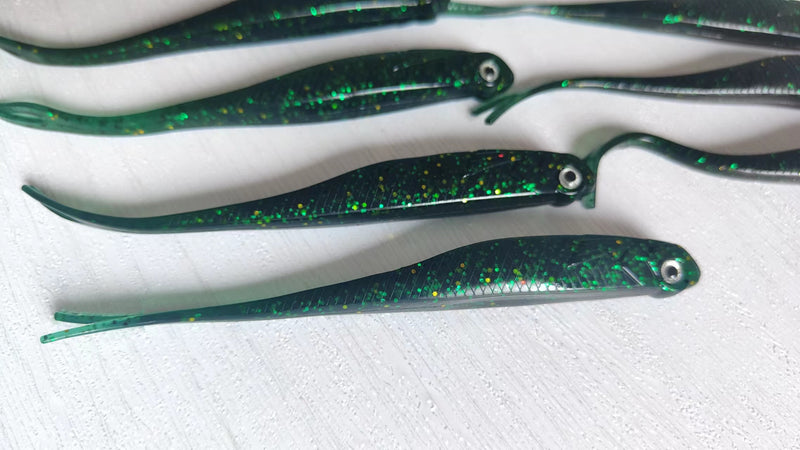 10pcs Shad Soft Lure Fork Tail 8.5g 13cm Green - Bait Tackle Direct