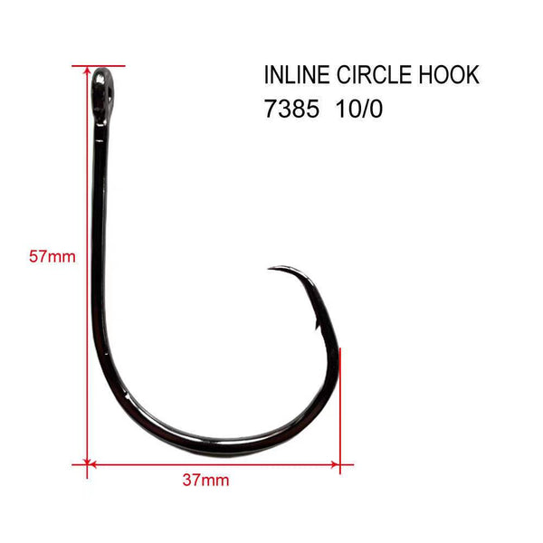50pcs 10/0 Straight Eye Inline Circle Hooks Fishing Tackle - Bait Tackle Direct