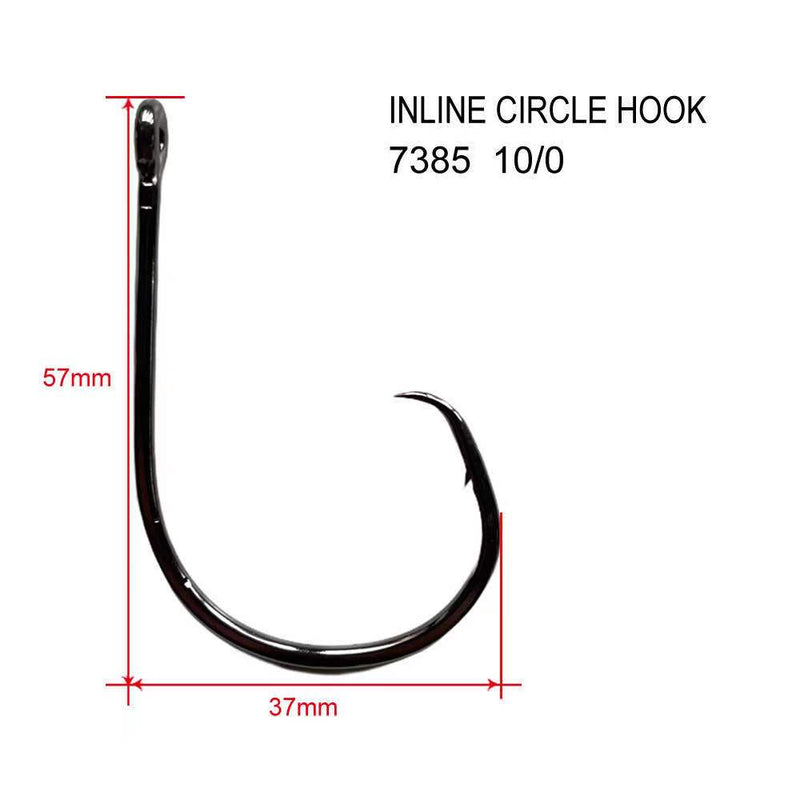 50pcs 10/0 Straight Eye Inline Circle Hooks Fishing Tackle