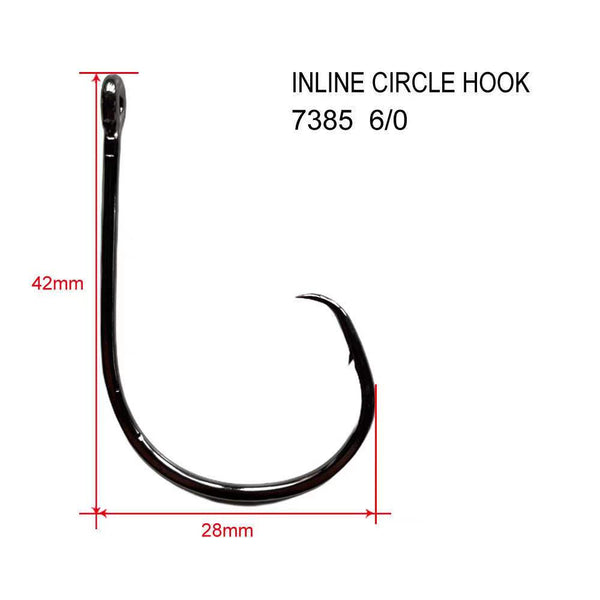 100pcs 6/0 Straight Eye Inline Circle Hooks Tackle Tournament Fishing Tackle - Bait Tackle Direct