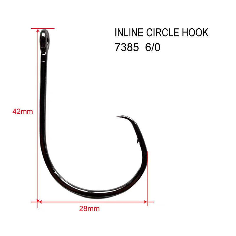 100pcs 6/0 Straight Eye Inline Circle Hooks Tackle Tournament Fishing  Tackle