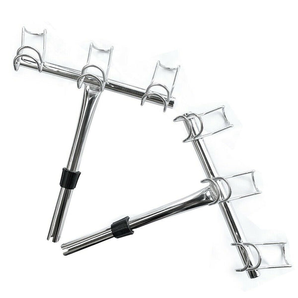 One Pair Of Three Way Stainless Boat Rod Holders Fishing Tackle