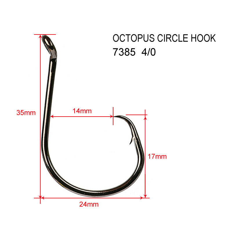 100 x #4/0 Chemically Sharpened Octopus Circle Hooks Fishing Tackle