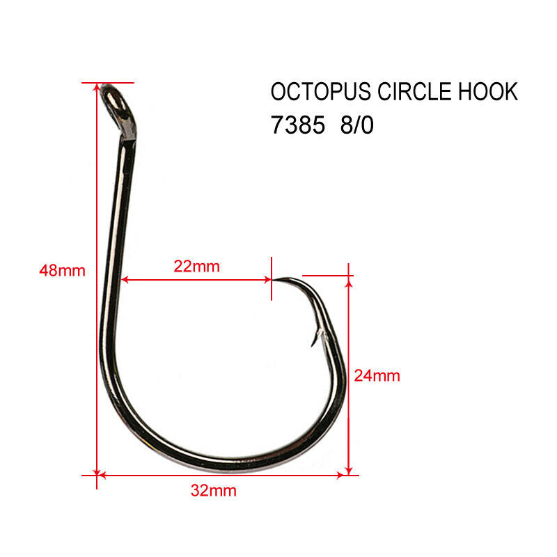 50 x8/0 Chemically Sharpened Octopus Circle Hooks - Bait Tackle Direct