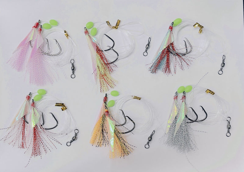 6 x Custom Designed Whiting Flasher Rigs 6 Different Colours Size